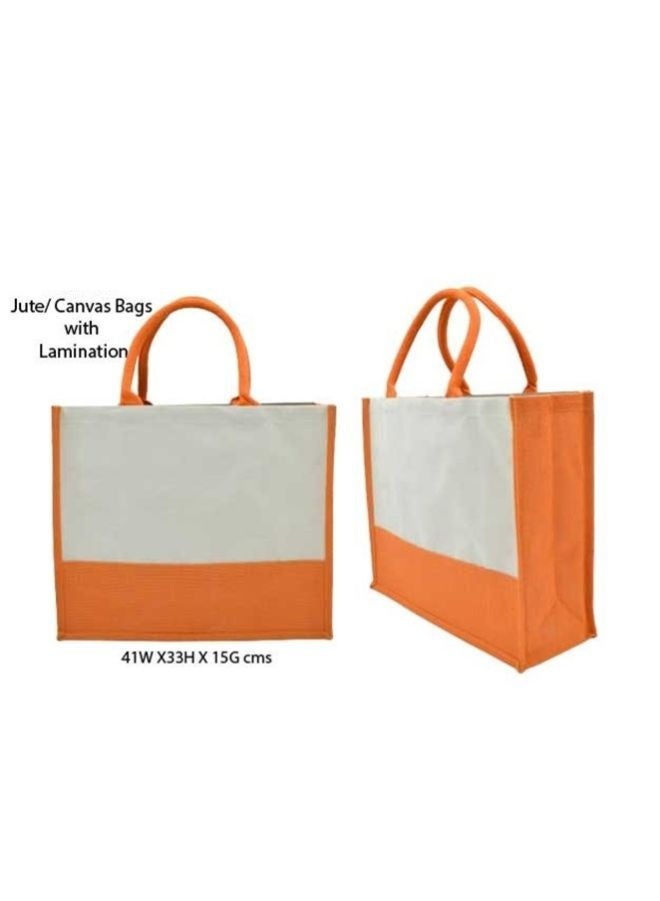Fatio Set of 10 Jute Bags with Cream Canvas – Eco-Friendly Reusable Tote Bags - Image 3